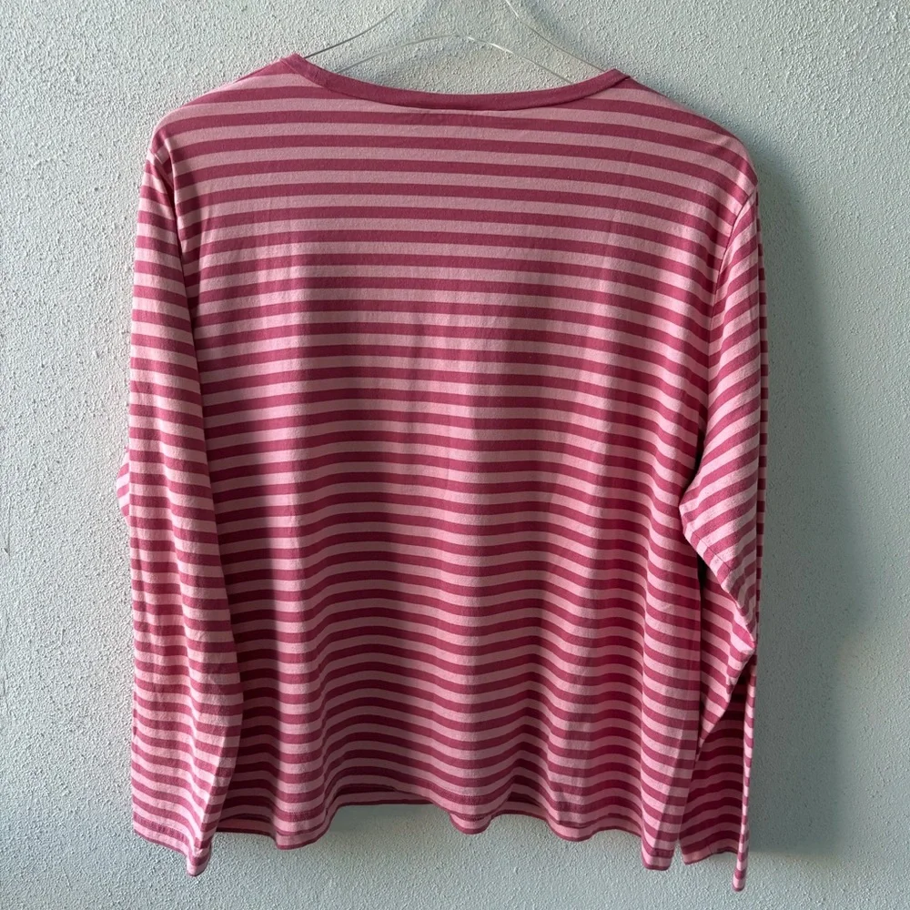 Talbots‎ Petite 3X Long Sleeve Stripe Pink Tee Casual Cotton Classic Comfy Soft